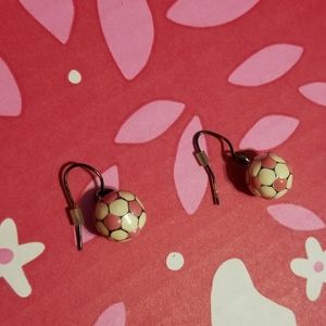 SALE! Pink and white soccer ball earrings